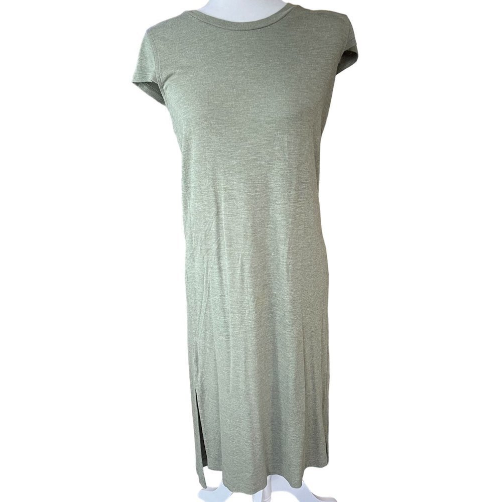 Jessica Simpson Cap Sleeve Straight Maxi T-Shirt Dress - Green - M